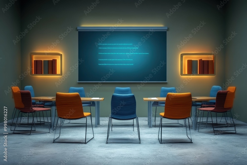 A 3D model of an educational seminar room focused on zero tolerance policy training for staff and students. A 3D model of an educational seminar room focused on zero tolerance policy training for staff and students.