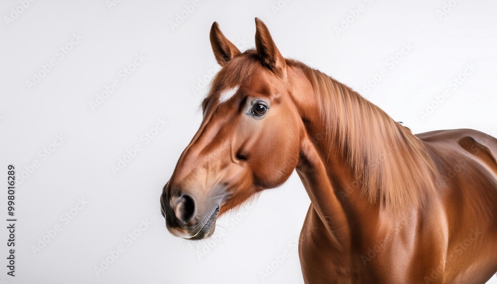 Horse on white background. Isolated of Animal.