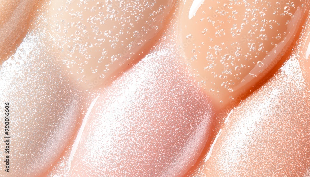 Close-up of sheer, hydrating highlighter swatches with a glassy, wet-look glow in soft pearl and champagne shades. Close-up of sheer, hydrating highlighter swatches with a glassy, wet-look glow in soft pearl and champagne shades.