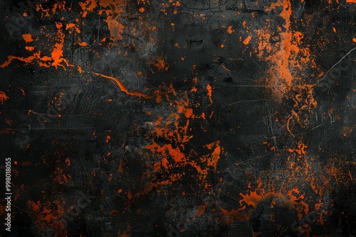 Photo of Black and orange rust metal surface. Background texture for backdrops or mapping