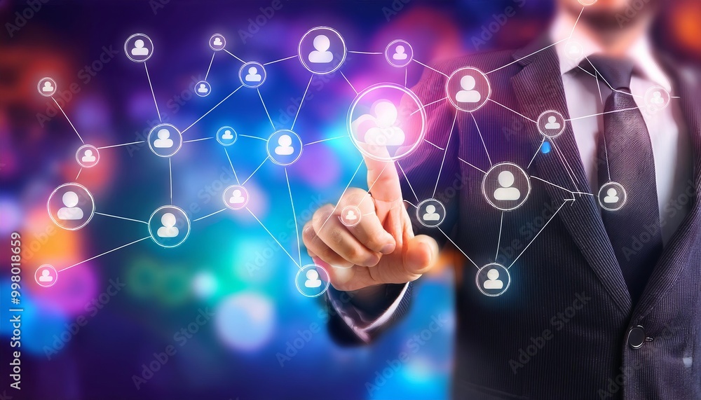 businessman finger touching the screen with colorful technology of digital businessman finger touching the screen with colorful technology of digital