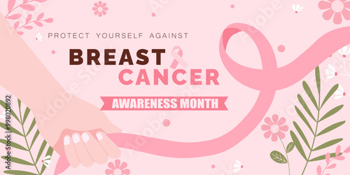 Illustrative design for breast cancer awareness month. Vector illustrations.