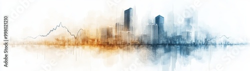 Panel kuchenny z motywem Abstract cityscape with a blurry background in muted tones.