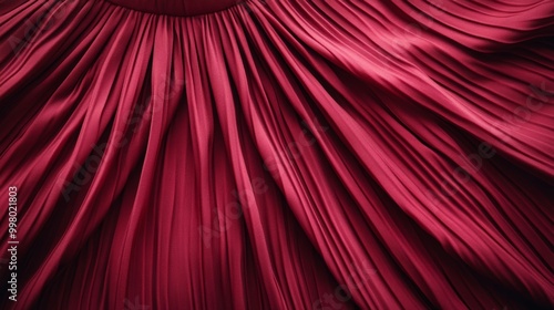 Burgundy pleated fall skirt with high waist and flowy silhouette placed on a soft velvet fabric background elegant and warm  photo