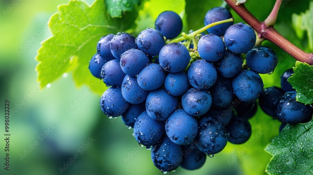 Juicy fresh grapes on a vine, plump and ready to eat, natural and organic presentation Juicy fresh grapes on a vine, plump and ready to eat, natural and organic presentation