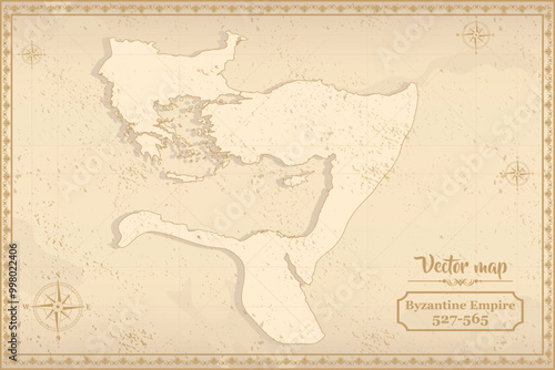 Map of Byzantine Empire in the old style, brown graphics in retro fantasy style.