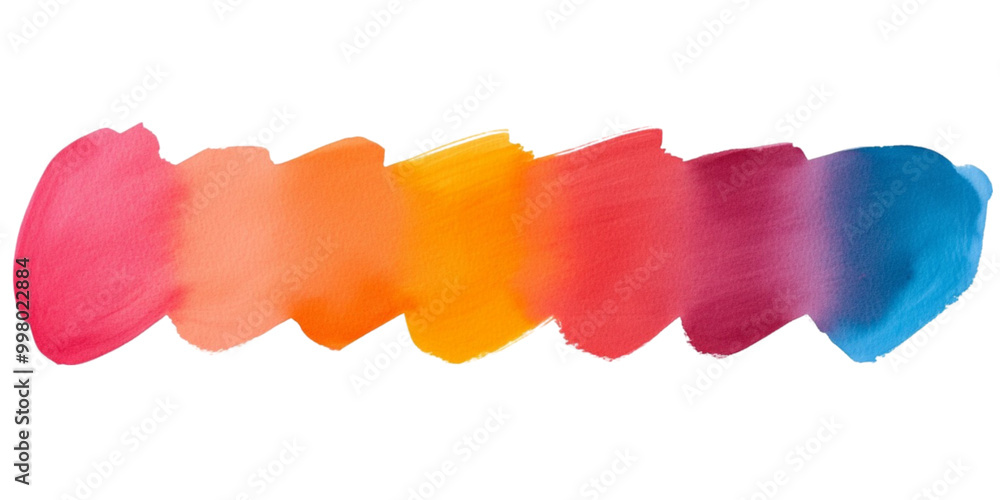 Obraz premium Vibrant watercolor strokes blend seamlessly, showcasing spectrum of colors from warm oranges and yellows to cool blues and purples, evoking creativity and artistic expression