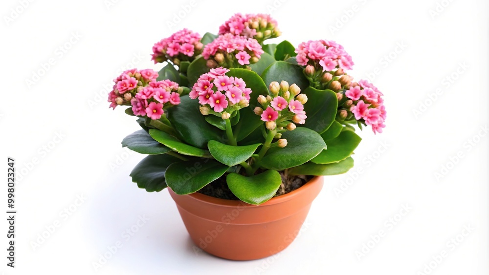Fisheye Pink Kalanchoe Plant in Pot isolated on white background Fisheye Pink Kalanchoe Plant in Pot isolated on white background