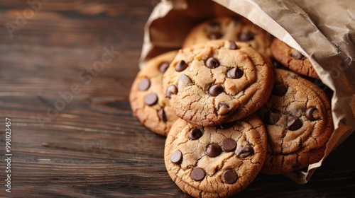 Bake Cookies Day. A pile of chocolate cookies on a wooden background. Delicious cookies