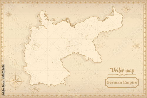 Map of German Empire in the old style, brown graphics in retro fantasy style.