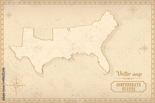 Photos Confederate States of America in the old style, brown graphics in retro fantasy style