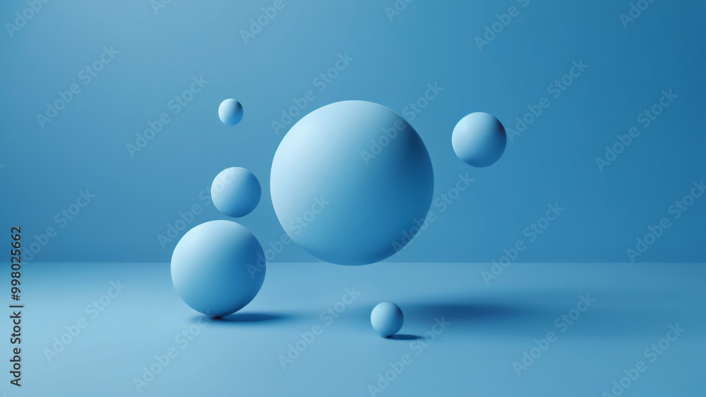 Abstract geometric animation, blue minimalist background design with flying spheres Abstract geometric animation, blue minimalist background design with flying spheres