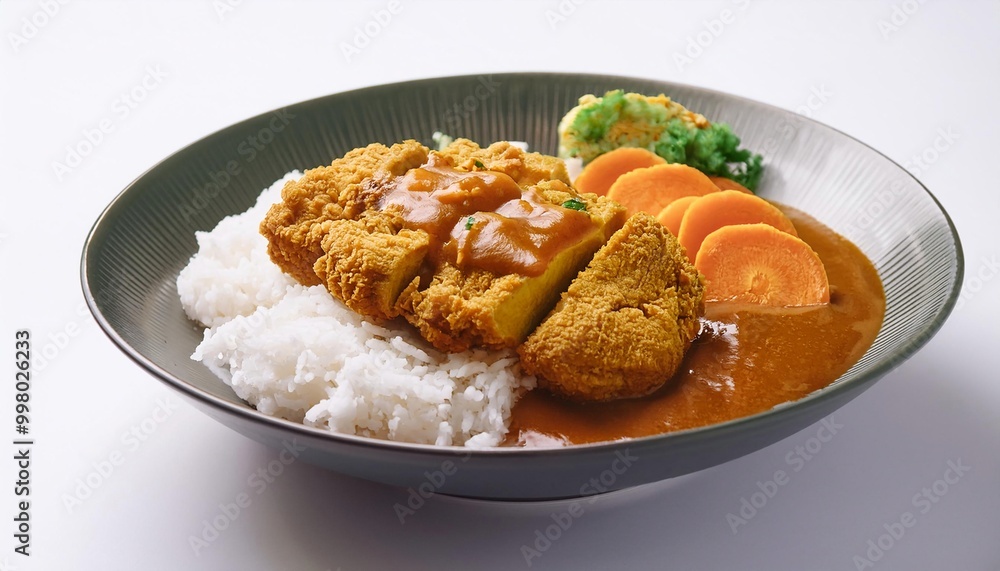 Japanese Food, Katsu Curry on white background isolated. Japanese Food, Katsu Curry on white background isolated.