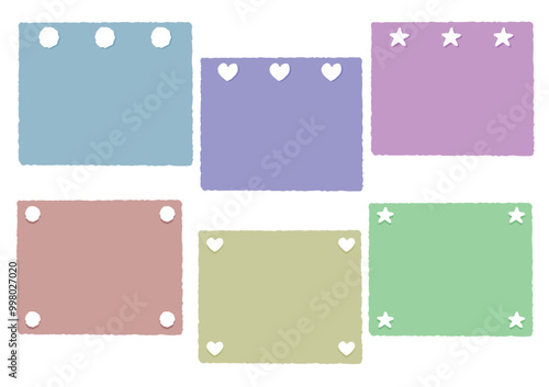 Set of paper notes on stickers digital download. Pastel notepapers or information board, planner stickers, planners and weekly days label or scrapbook stickers.