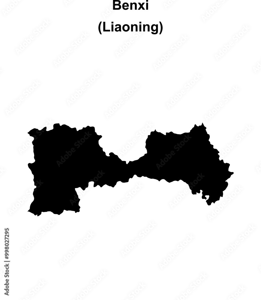 Fototapeta premium Benxi blank outline map