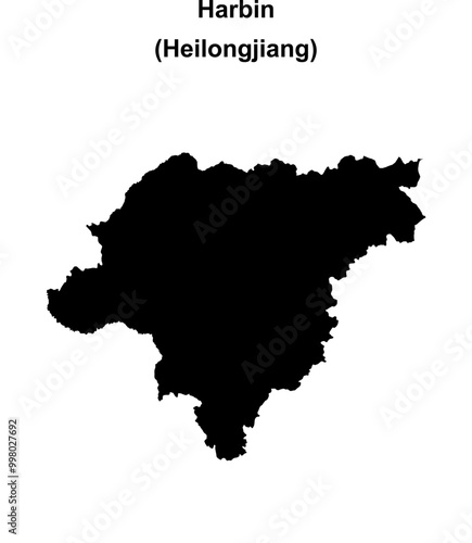 Harbin blank outline map