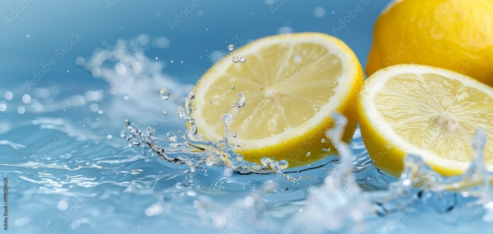 Juicy lemons splashing in clear water, capturing freshness and vitality. Perfect for culinary themes, health, and summer vibes. Juicy lemons splashing in clear water, capturing freshness and vitality. Perfect for culinary themes, health, and summer vibes.