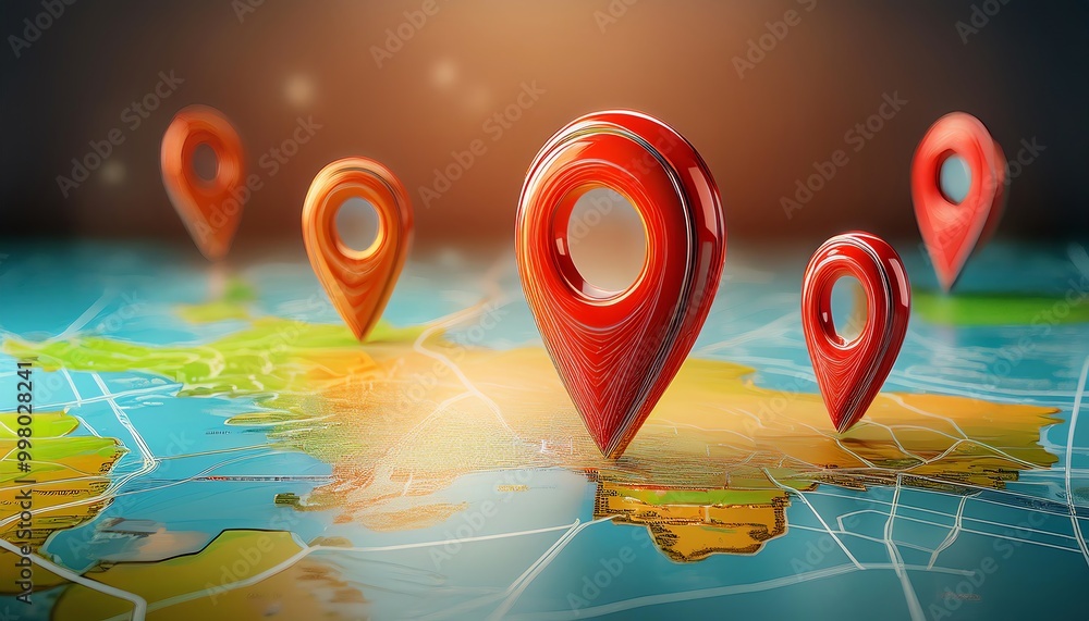 A vibrant graphic depicting location pins on a colorful map, symbolizing navigation, exploration, and connectivity across various regions. A vibrant graphic depicting location pins on a colorful map, symbolizing navigation, exploration, and connectivity across various regions.