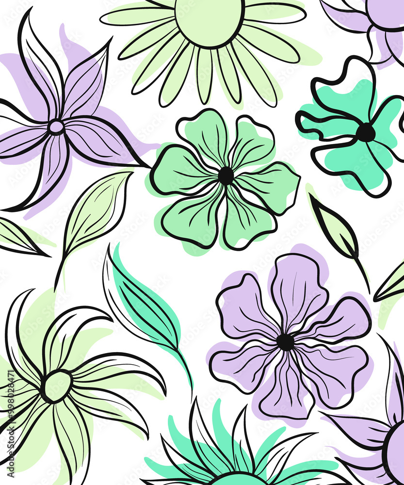 Continuous One Line Drawing Of Flowers Created Continuous One Line Drawing Of Flowers Created