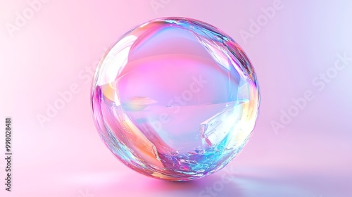 Glass ball on the background of a beautiful winter landscape