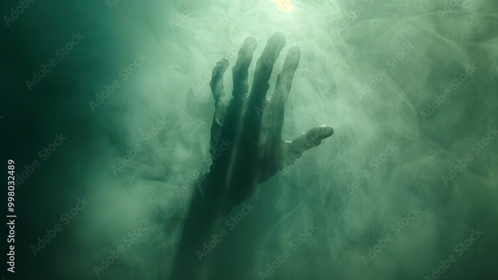 Apparition s hand revealed in a shadowy mist Apparition s hand revealed in a shadowy mist
