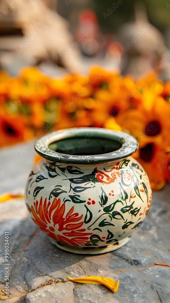 Hand-Painted Ceramic Vase with Vibrant Floral Design Hand-Painted Ceramic Vase with Vibrant Floral Design