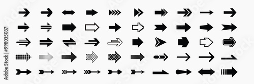 PrintCollection of black arrow icons in various styles and directions for design projects needing directional symbols. Collection of black arrow icons and symbols. Various of simple black arrows icons