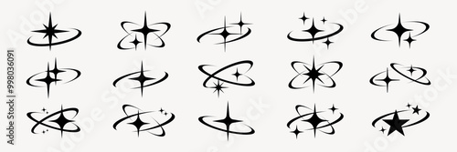 Abstract star orbit design set vector. Set of Abstract star orbit in various designs. Abstract star orbit vector collection. Abstract star orbit vector set.