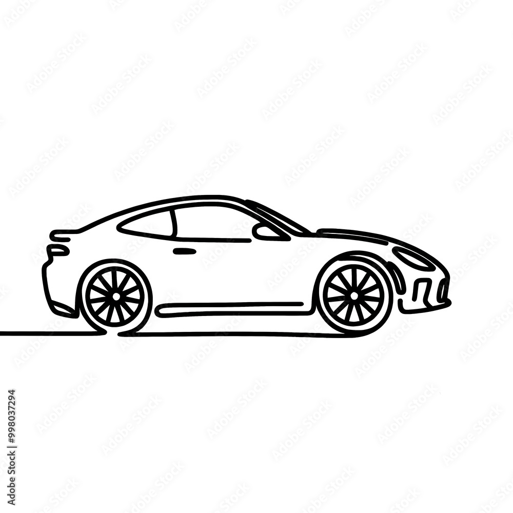 Simple illustration of a car drawn with a continuous black line on a white background, minimalist and modern design, ideal for automotive or transport-related projects. Simple illustration of a car drawn with a continuous black line on a white background, minimalist and modern design, ideal for automotive or transport-related projects.