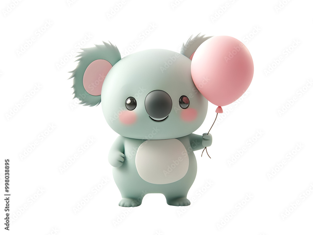 Cute cartoon koala holding a pink balloon, perfect for joyful and playful designs. Cute cartoon koala holding a pink balloon, perfect for joyful and playful designs.