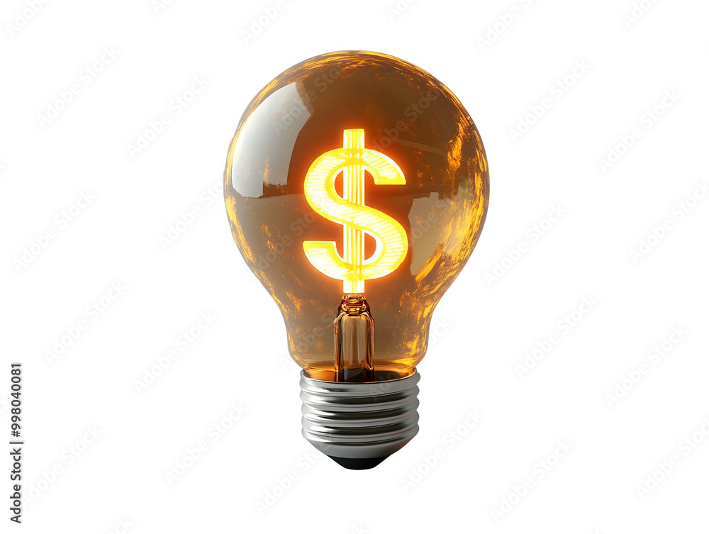 Illuminated light bulb with a dollar sign symbolizing innovative ideas and financial growth. Illuminated light bulb with a dollar sign symbolizing innovative ideas and financial growth.
