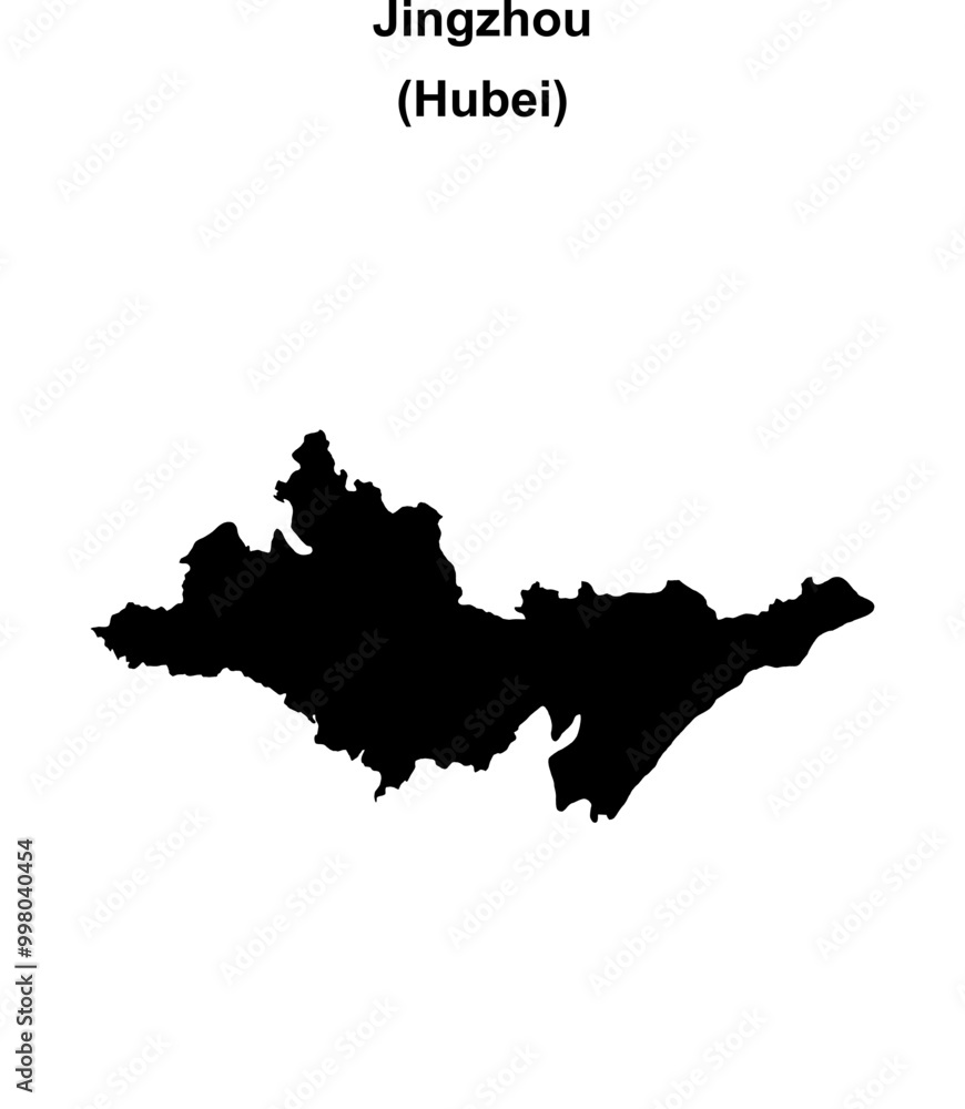 Jingzhou blank outline map Jingzhou blank outline map