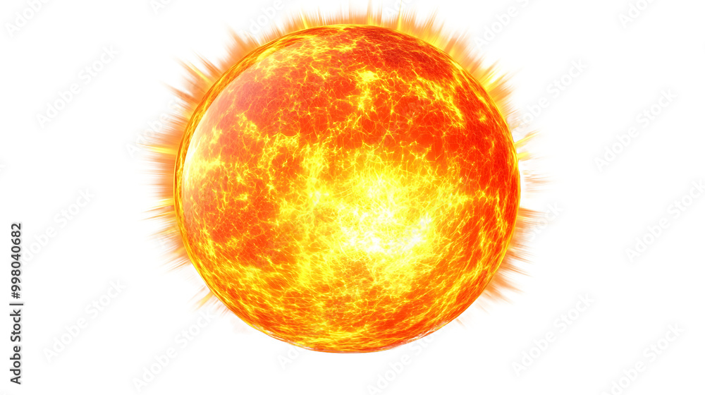 A vibrant illustration of a glowing sun against a white isolated background. A vibrant illustration of a glowing sun against a white isolated background.