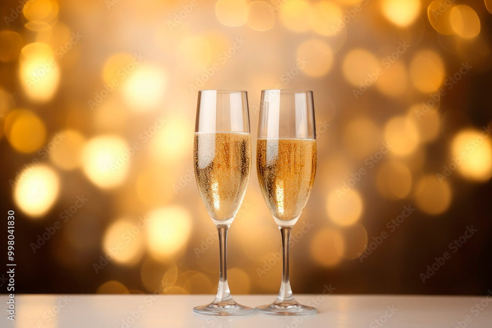 glasses of champagne on shiny and gold background glasses of champagne on shiny and gold background