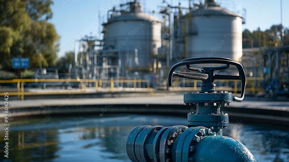 A safety engineer operating an emergency shutoff valve in a chemical plant to prevent hazardous spills. The background shows large storage tanks and warning signs, emphasizing the critical nature of t A safety engineer operating an emergency shutoff valve in a chemical plant to prevent hazardous spills. The background shows large storage tanks and warning signs, emphasizing the critical nature of t