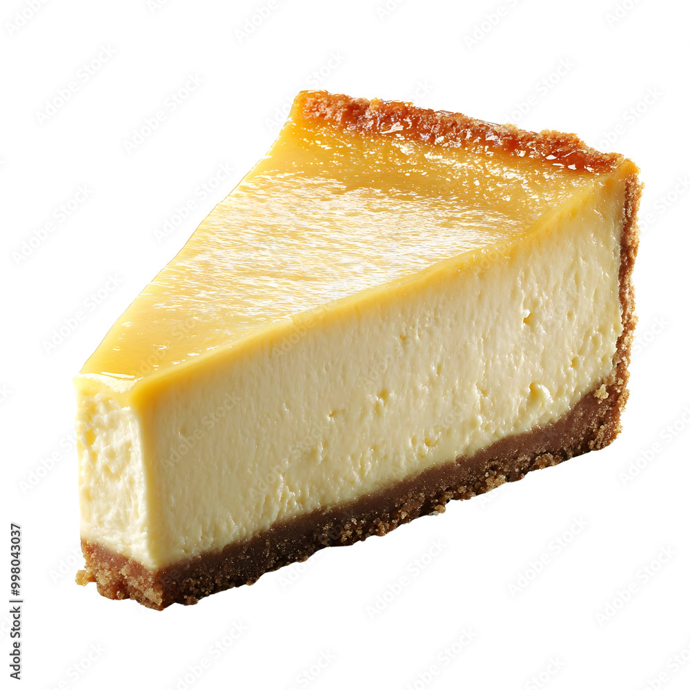 A slice of creamy cheesecake with a golden top and a crumbly crust, perfect for desserts and celebrations. A slice of creamy cheesecake with a golden top and a crumbly crust, perfect for desserts and celebrations.