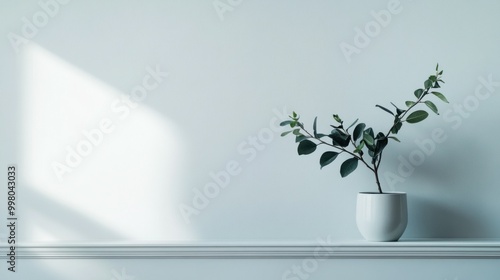 Minimalist Plant on a White Shelf