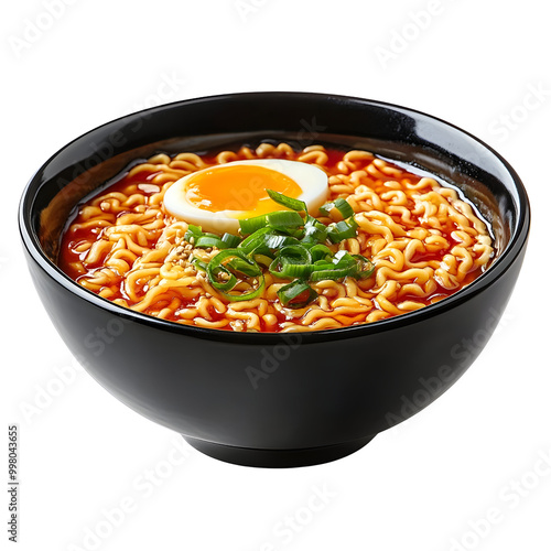 Wallpaper Mural Delicious bowl of ramen with egg, green onions, and savory broth on a white isolated background. Torontodigital.ca