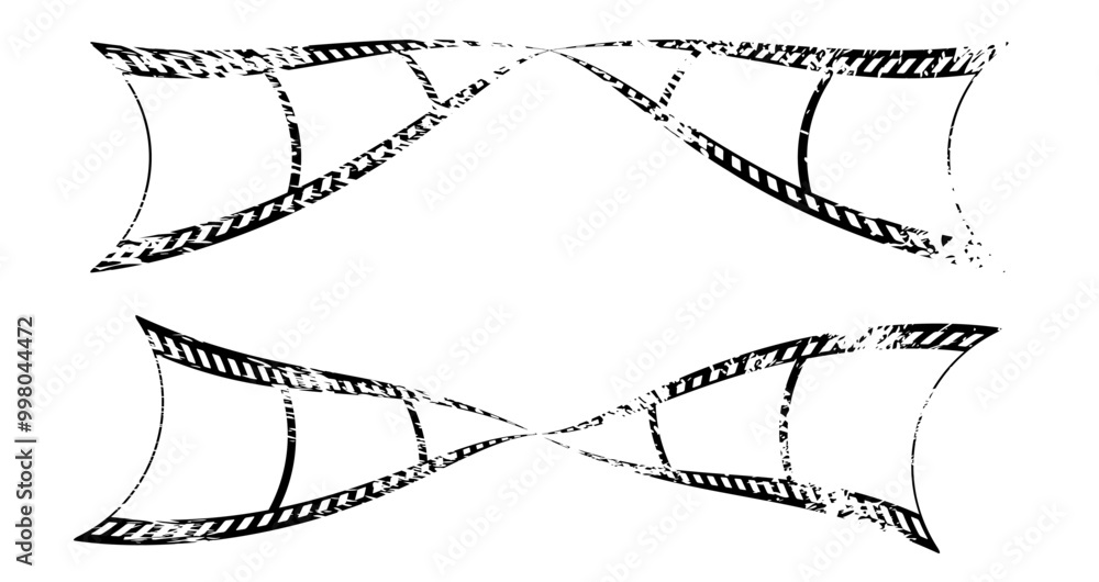 Abstract 3d 35mm filmstrip grunge vector design with frames on white background. Black film reel symbol illustration to use for photography, television, cinema, photo frame. Abstract 3d 35mm filmstrip grunge vector design with frames on white background. Black film reel symbol illustration to use for photography, television, cinema, photo frame.