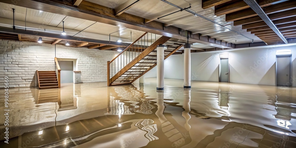Obraz premium Flooded basement with water damage