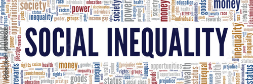 Social Inequality word cloud conceptual design isolated on white background.