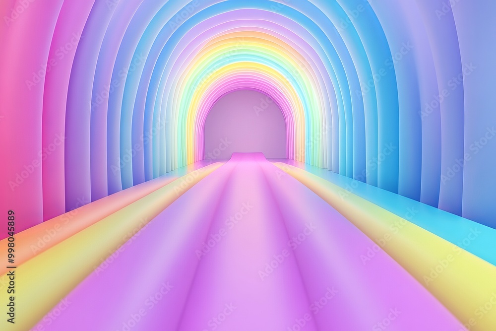 Surreal digital rainbow tunnel with pastel tones and soft gradients ...