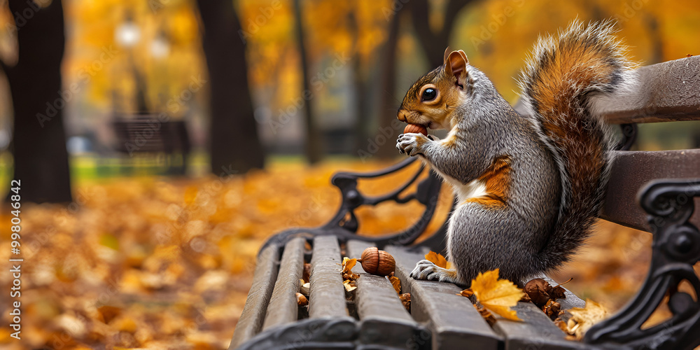 Squirrel Eating Nuts on a Park Bench During Autumn
Squirrel Eating Nuts on a Park Bench During Autumn