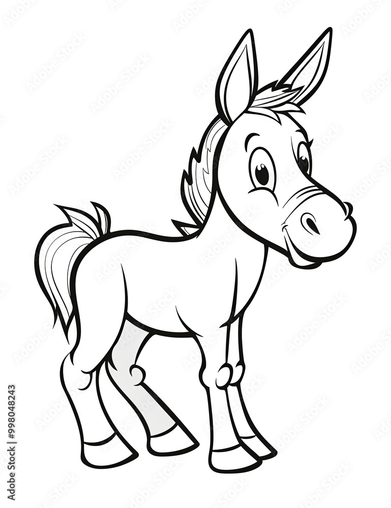 Beautiful Donkey Coloring Page, Farm Animal Colouring Design for Your Corporate Books and Business Graphic Resource or Creative Project, Ai Generative Beautiful Donkey Coloring Page, Farm Animal Colouring Design for Your Corporate Books and Business Graphic Resource or Creative Project, Ai Generative