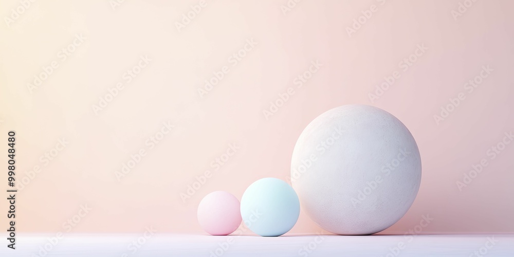 Fototapeta premium Three Fresh Eggs Nestled on a Soft Pink Background: A Minimalist Composition Highlighting Natural Textures and Subtle Colors