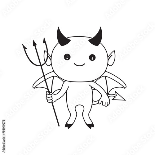 Cute cartoon illustration of a devil