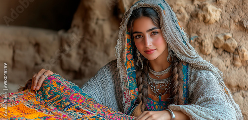 Berber Woman Weaving Traditional Amazigh Textiles in Vibrant Colors
