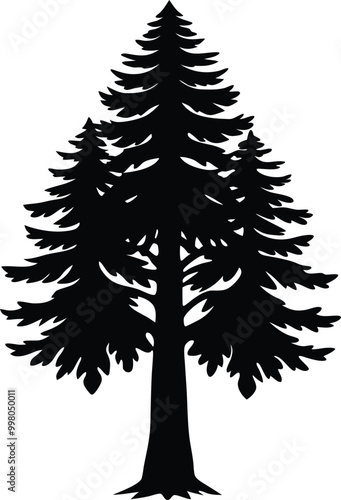 Natural silhouette of a redwood tree or tree pine silhouette vector logo. template tree isolated