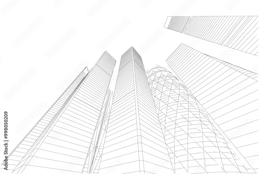 Buildings in the city skyscrapers sketch 3d rendering Buildings in the city skyscrapers sketch 3d rendering