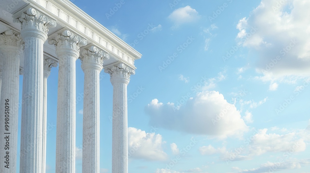 Elegant Architectural Structure Featuring Majestic Columns Against a Clear Sky, Showcasing Classic Design Elements and Timeless Beauty in Urban Landscape